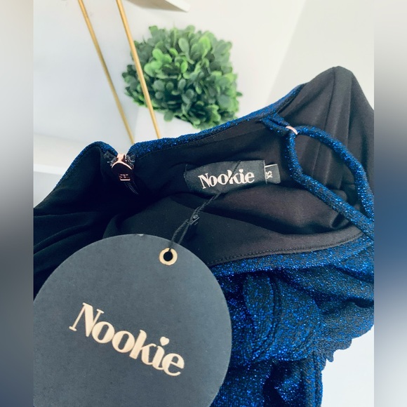 NWT! Nookie • Luna Midi Dress in Navy • Glitter Cocktail • XS • Retail $209 - Picture 4 of 16